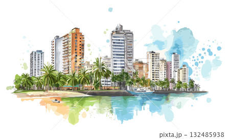 Guayaquil Malecon 2005. Guayaquil Malecon 2005 hand drawn watercolor illustration Guayaquil Malecon 2005. Guayaquil Malecon 2005 hand drawn watercolor illustration 132485938