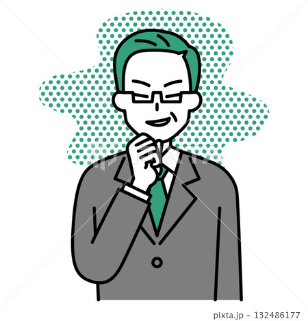 悪巧みをする中年のスーツの男性 悪巧みをする中年のスーツの男性 132486177