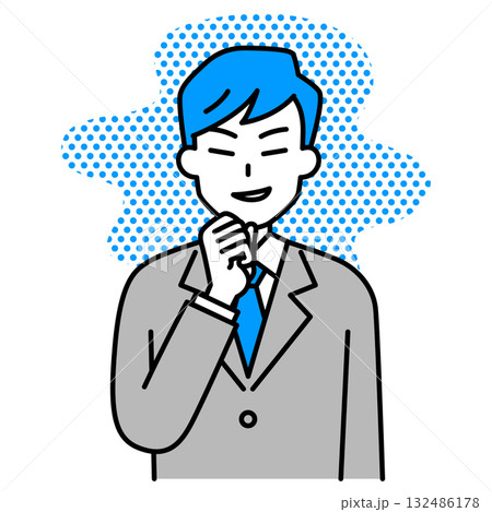 悪巧みをするスーツの男性 132486178