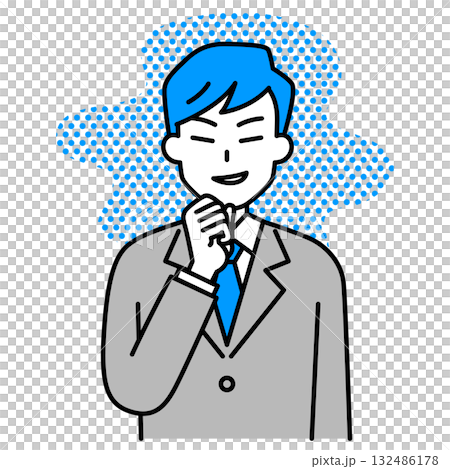 悪巧みをするスーツの男性 132486178