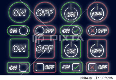 ネオンシンプル大文字ON/OFFスイッチ　グリーン・レッド 132486260