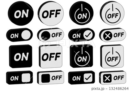 3Dシンプル大文字ON/OFFスイッチ　ブラック・ホワイト 132486264