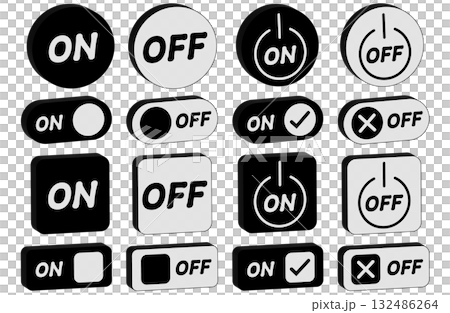 3Dシンプル大文字ON/OFFスイッチ　ブラック・ホワイト 132486264