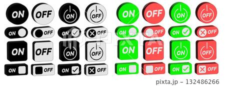 3Dシンプル大文字ON/OFFスイッチ　ブラック・ホワイト・グリーン・レッド 132486266