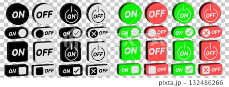 3Dシンプル大文字ON/OFFスイッチ　ブラック・ホワイト・グリーン・レッド 132486266