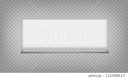 White banner isolated on transparent background. 3d vector mockup for advertising 132486613
