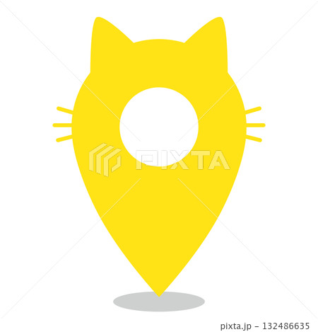 マップピン　猫　イラスト素材 132486635