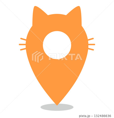 マップピン　猫　イラスト素材 132486636