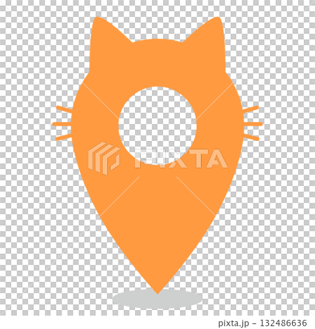 マップピン　猫　イラスト素材 132486636