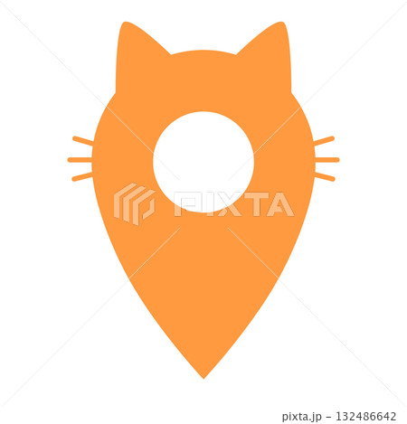 マップピン　猫　イラスト素材 132486642