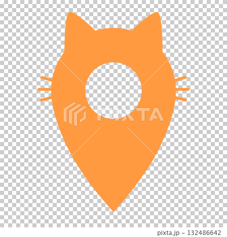 マップピン　猫　イラスト素材 132486642