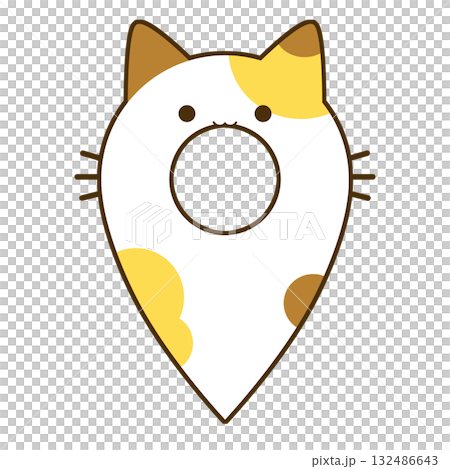 マップピン 三毛猫 イラスト素材 マップピン 三毛猫 イラスト素材 132486643