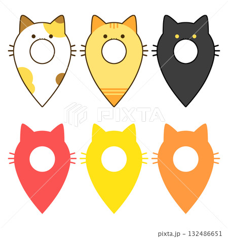 マップピン　猫　セット素材 132486651