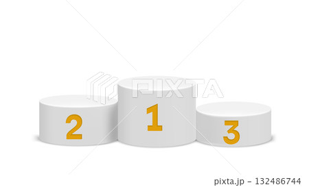 Sports podium isolated on white background. 3d vector illustration 132486744