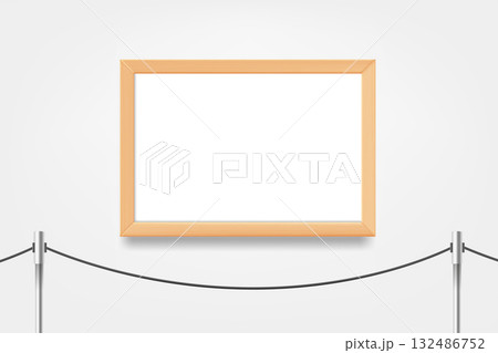 Blank portrait frame on the wall. 3d vector mockup Blank portrait frame on the wall. 3d vector mockup 132486752