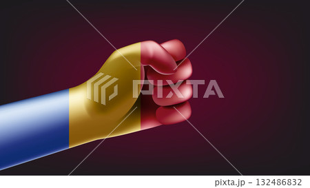 Fist with flag of Chad. 3d vector illustration 132486832