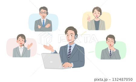 オンライン会議中のビジネスチーム 132487050