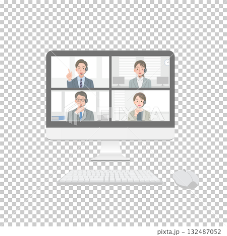 線上會議期間的電腦螢幕 132487052