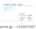 2026年賀状　走る馬の線画 132487267
