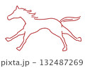 走る馬　線のみ 132487269