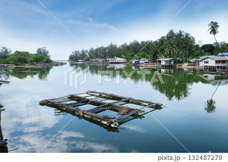 タイ南部の漁村 132487279