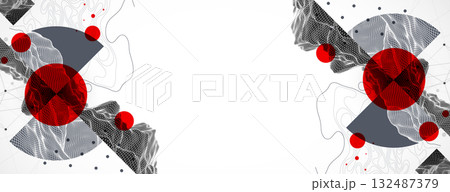 Abstract composition with wireframe art elements. Vector Abstract composition with wireframe art elements. Vector 132487379