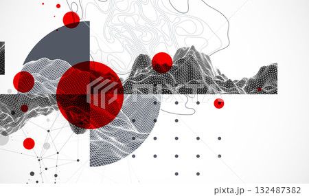 Abstract composition with wireframe art...のイラスト素材 [132487382] - PIXTA