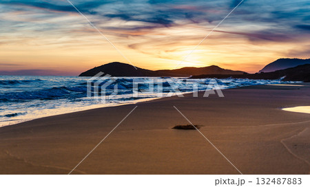 Sunset over sea, Calblanque beach, spain Sunset over sea, Calblanque beach, spain 132487883