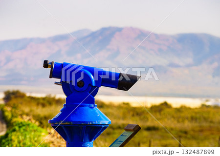 Tourist binoculars in Las Salinas, Cabo de Gata, Spain Tourist binoculars in Las Salinas, Cabo de Gata, Spain 132487899