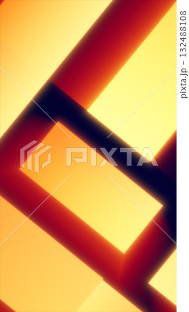 Abstract glowing background of golden rectangular shapes arranged in a dynamic layered geometric pattern 132488108