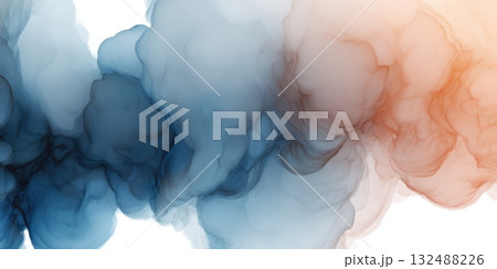 Abstract blue and orange ink fluid flow background 132488226