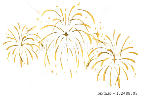 Watercolor illustration of Golden Fireworks 132488505