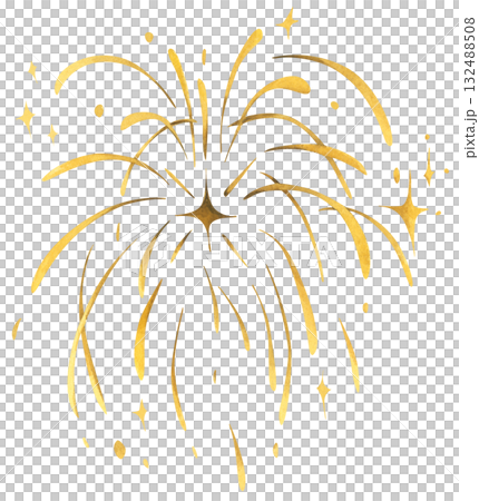 Watercolor illustration of Golden Fireworks Watercolor illustration of Golden Fireworks 132488508