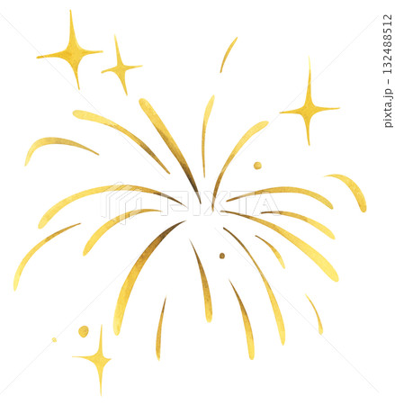 Watercolor illustration of Golden Fireworks 132488512