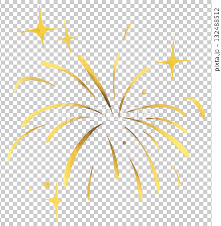 Watercolor illustration of Golden Fireworks 132488512