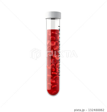 3d render of blood sample analysis featuring large, prominent red blood cells (erythrocytes) isolated on transparent background, ideal for medical concepts and hematology 132488862
