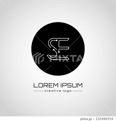 The creative logo is the letter S and E. A design element of a logo, business card, corporate sign or monogram. The idea of a thematic design 132489354