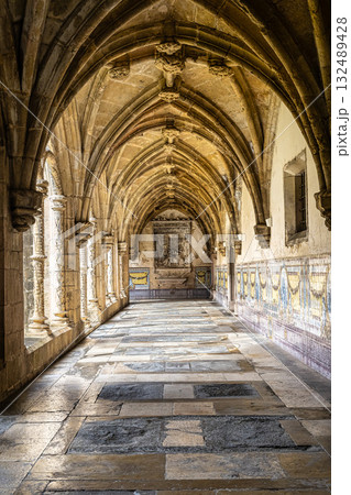 Colonnade of cloister of Santa Cruz Monastery and Church at Coimbra, Portugal Colonnade of cloister of Santa Cruz Monastery and Church at Coimbra, Portugal 132489428