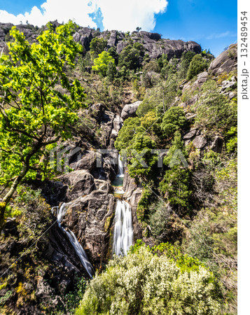 The beautiful Arado Waterfall, Cascata do Arado at the Peneda Geres National Park in Portugal, Europe 132489454