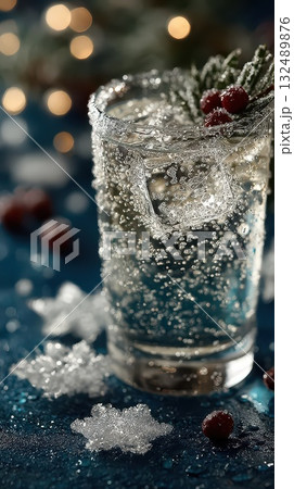 Festive sparkles in a chilled winter drink Festive sparkles in a chilled winter drink 132489876