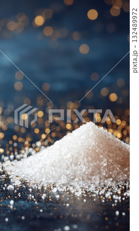 Captivating mound of sugar on a glittering surface Captivating mound of sugar on a glittering surface 132489972