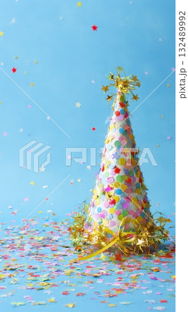 Colorful confetti festive hat Colorful confetti festive hat 132489992
