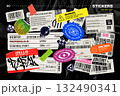 Set of Y2K and Packaging Stickers Scattered Randomly 132490341