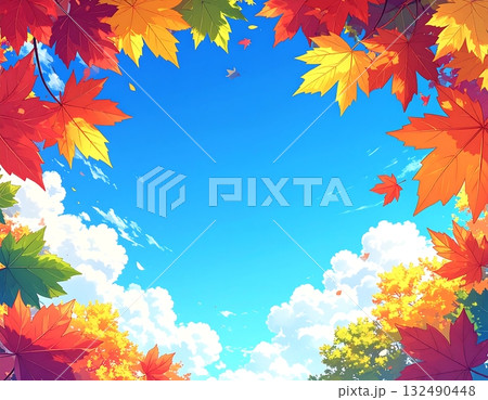 紅葉　秋　背景素材 132490448