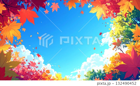 紅葉 秋 背景素材 紅葉 秋 背景素材 132490452