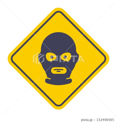Black balaclava head cover icon. Black balaclava head cover icon. 132490565