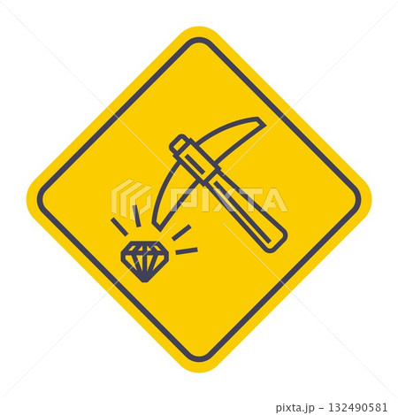 Pickaxe and diamond icon. Extraction of valuable resources. Pickaxe and diamond icon. Extraction of valuable resources. 132490581