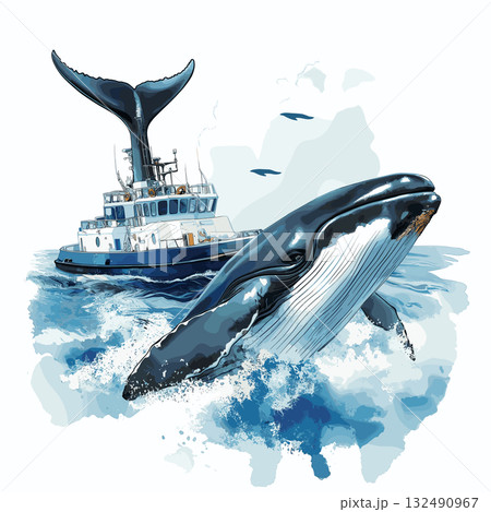 Puerto Madryn. Puerto Madryn hand drawn watercolor illustration 132490967