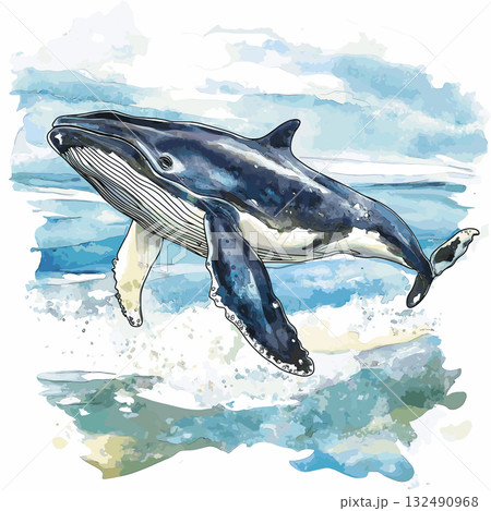 Puerto Madryn. Puerto Madryn hand drawn watercolor illustration 132490968