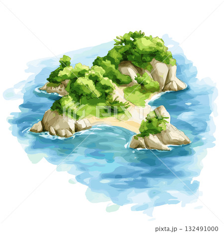 Rosario Islands. Rosario Islands hand drawn watercolor illustration 132491000